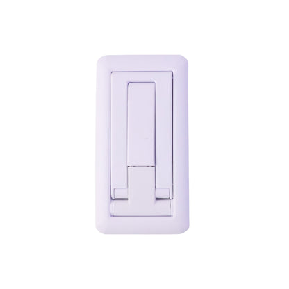 Wukusy foldable plastic mobile phone holder stand on a desk, adjustable for office use, compact and portable for convenient viewing.
