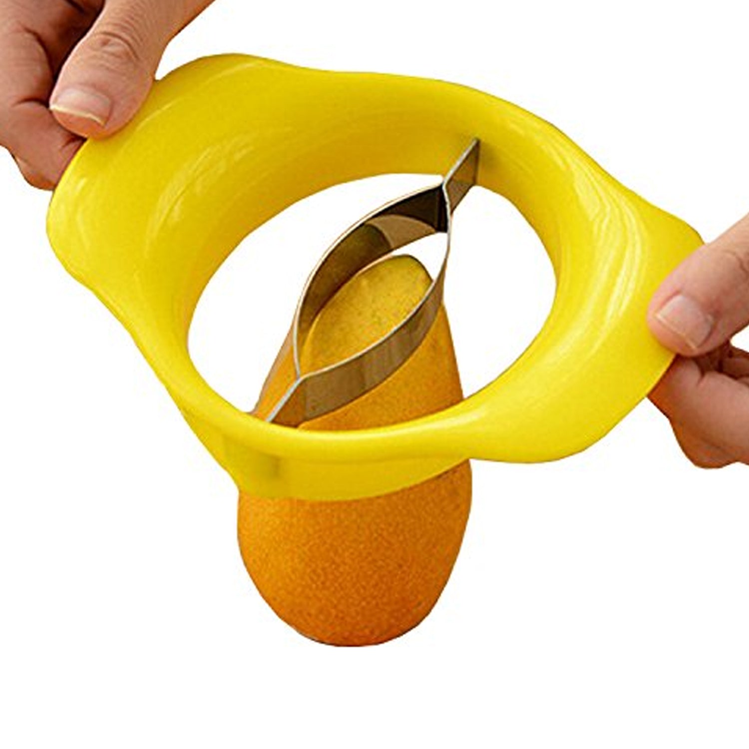 Wukusy 7197 mango cutter and chopper with stainless steel blades, kitchen tool for slicing mangoes easily and efficiently.