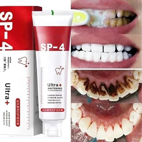 Dropdash SP-4 probiotic whitening toothpaste pack showing two tubes with natural whitening formula and clean design.