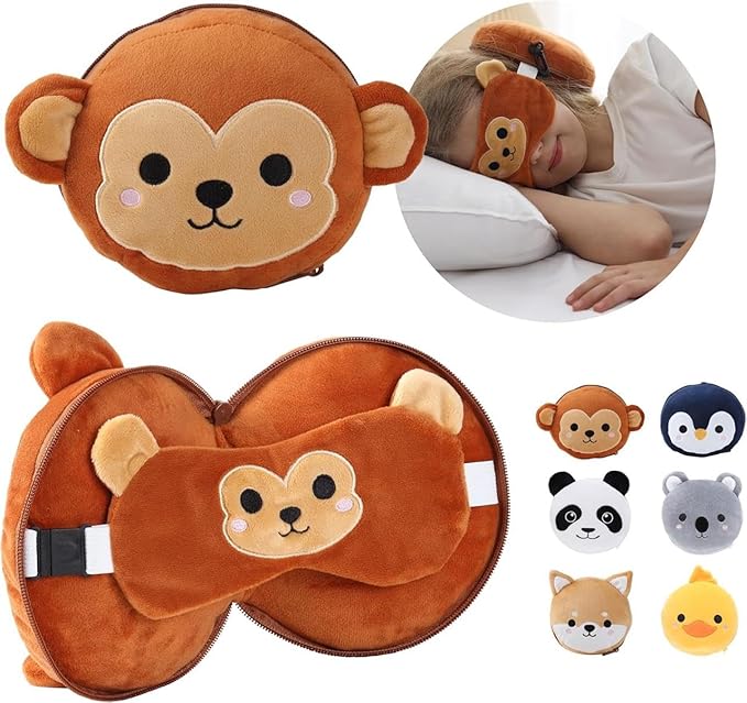 2 in 1 Travel Pillow Set with Eye Mask