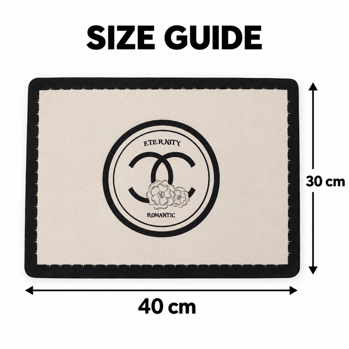 Black and cream Wukusy bath mat with soft, textured, absorbent surface, 40x30 cm floor rug for bathroom comfort.