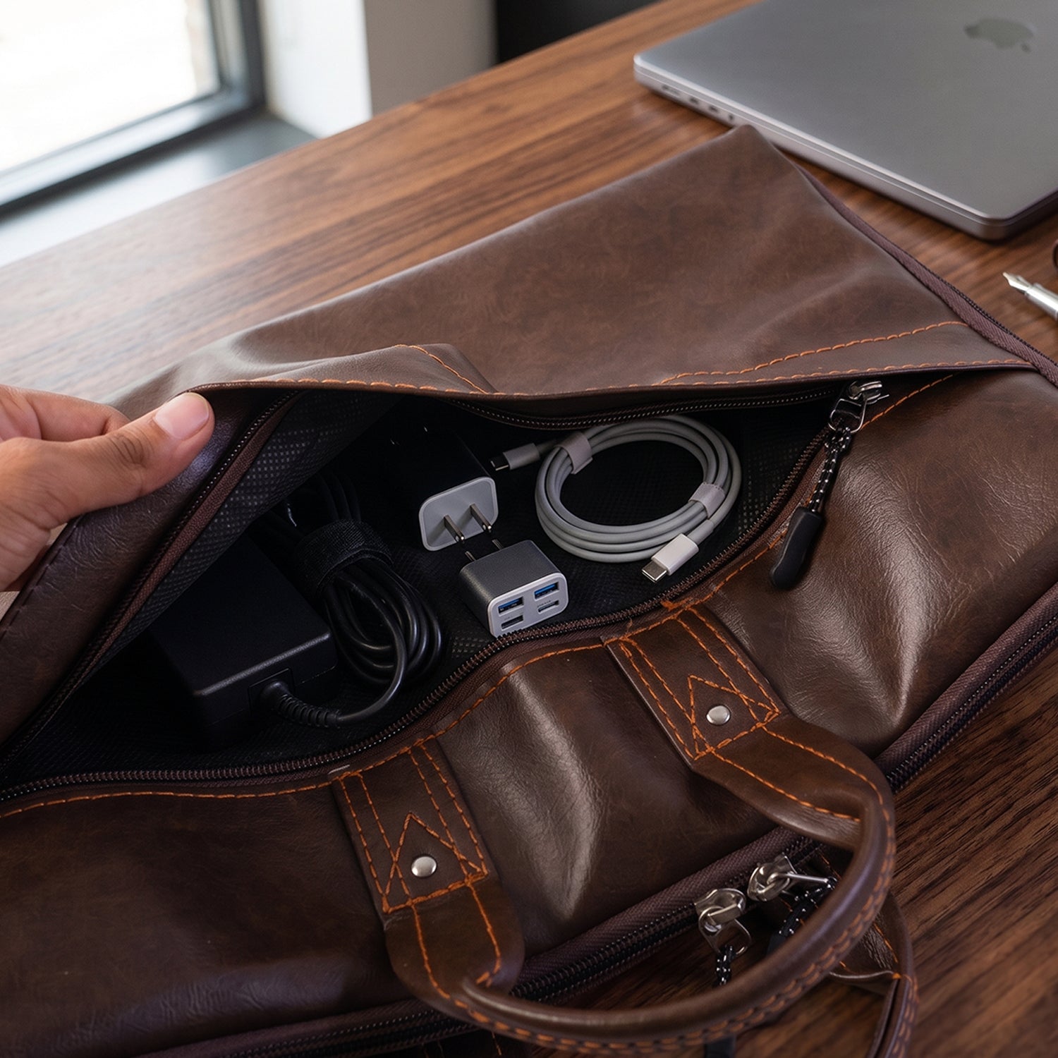 Leather Laptop Bag  Stylish  Durable Office Briefcase