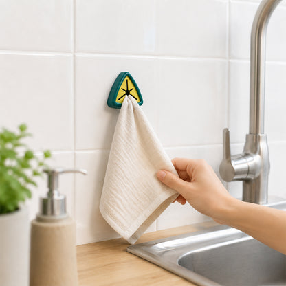 4-pc Self-adhesive Push Grip Towel Holders - Drill-free Install