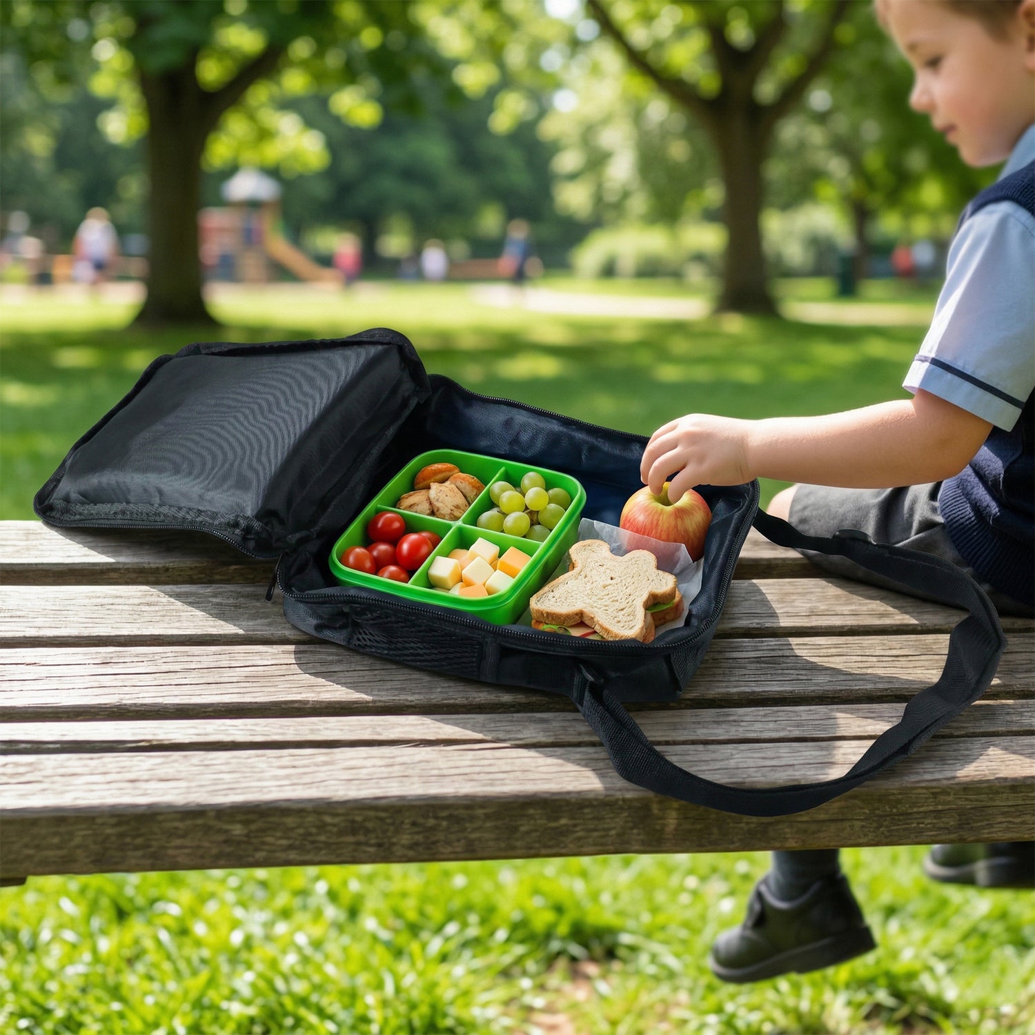 Kids Cartoon Print Lunch Bag With Adjustable Strap (1 Pc 19x24 Cm)