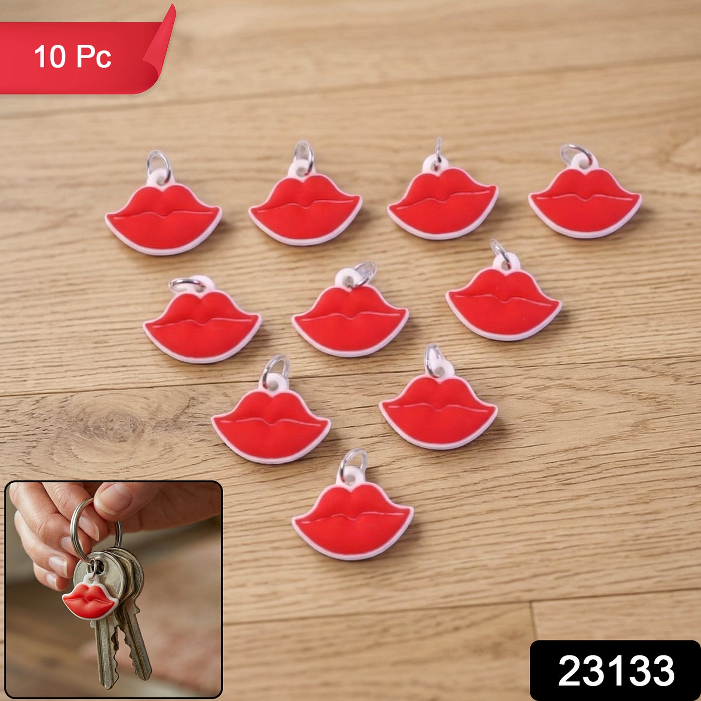 Cute Lips Shape Bag Charm Keychain Set (10 Pc)