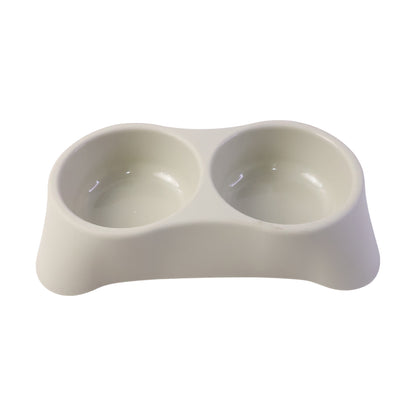Dual Pet Food And Water Feeding Tray Double Bowl Feeder For Dogs Cats (1 Pc)