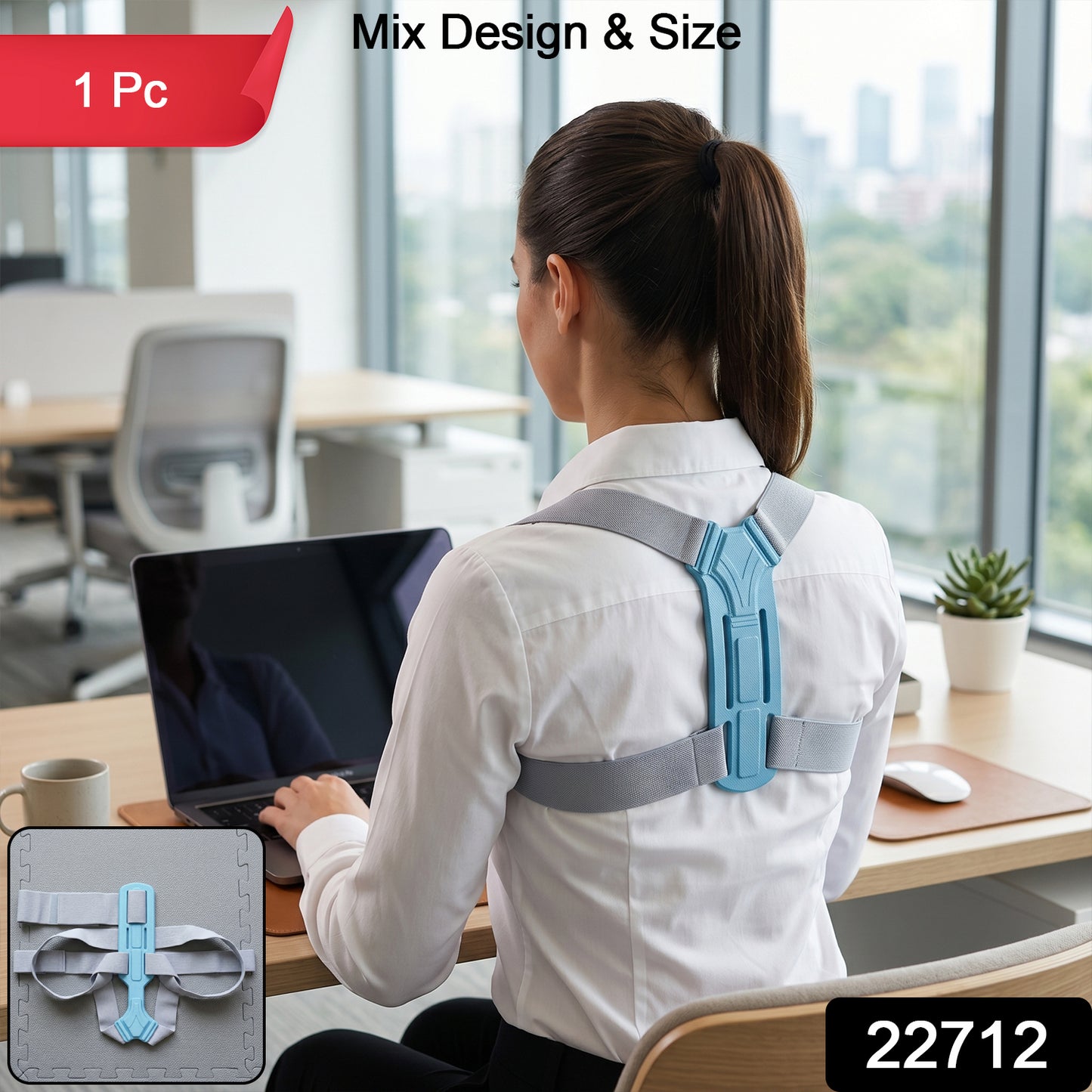 Ergonomic Adjustable Back Posture Corrector Support Belt (1 Pc Mix Size  Design)