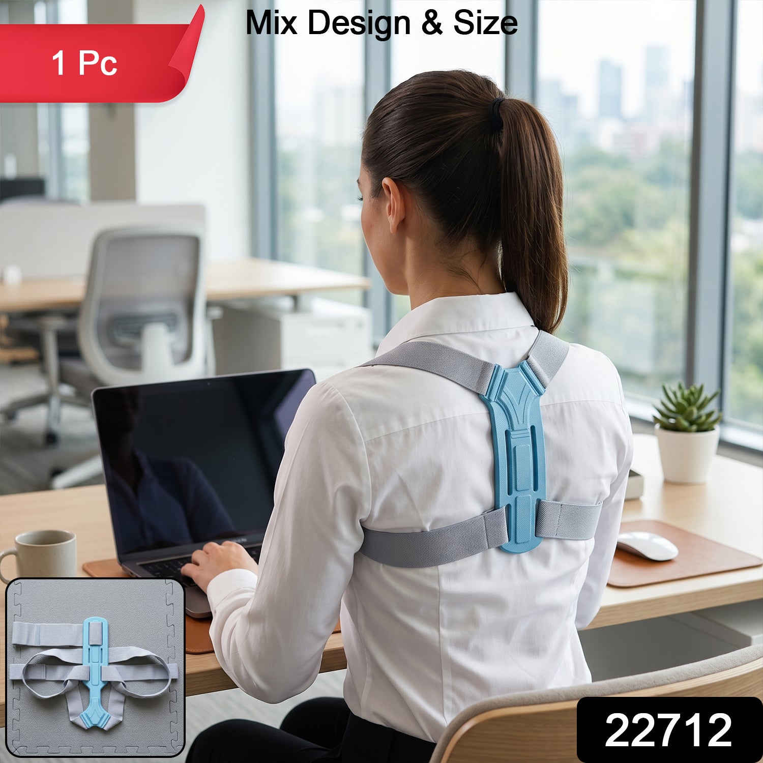 Ergonomic Adjustable Back Posture Corrector Support Belt (1 Pc Mix Size  Design)
