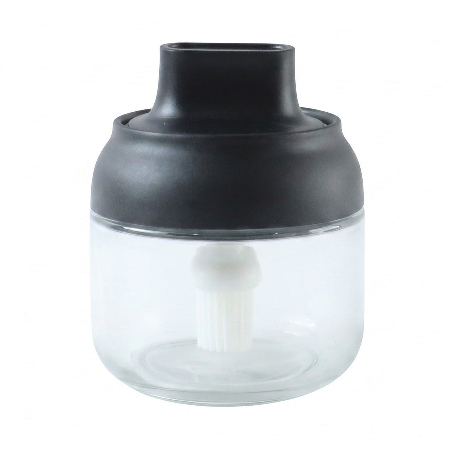 Round Glass Jar Oil Dispenser With Brush 280 Ml For Cooking And Kitchen Use (1 Pc)