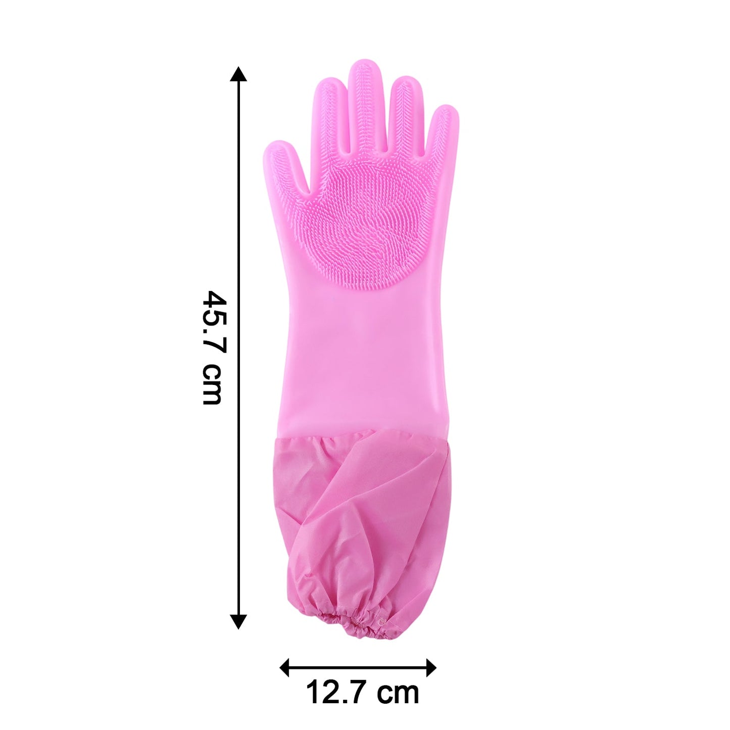 Long Cuff Silicone Scrubber Cleaning Gloves For Kitchen And Home Use (1 Pair Set)