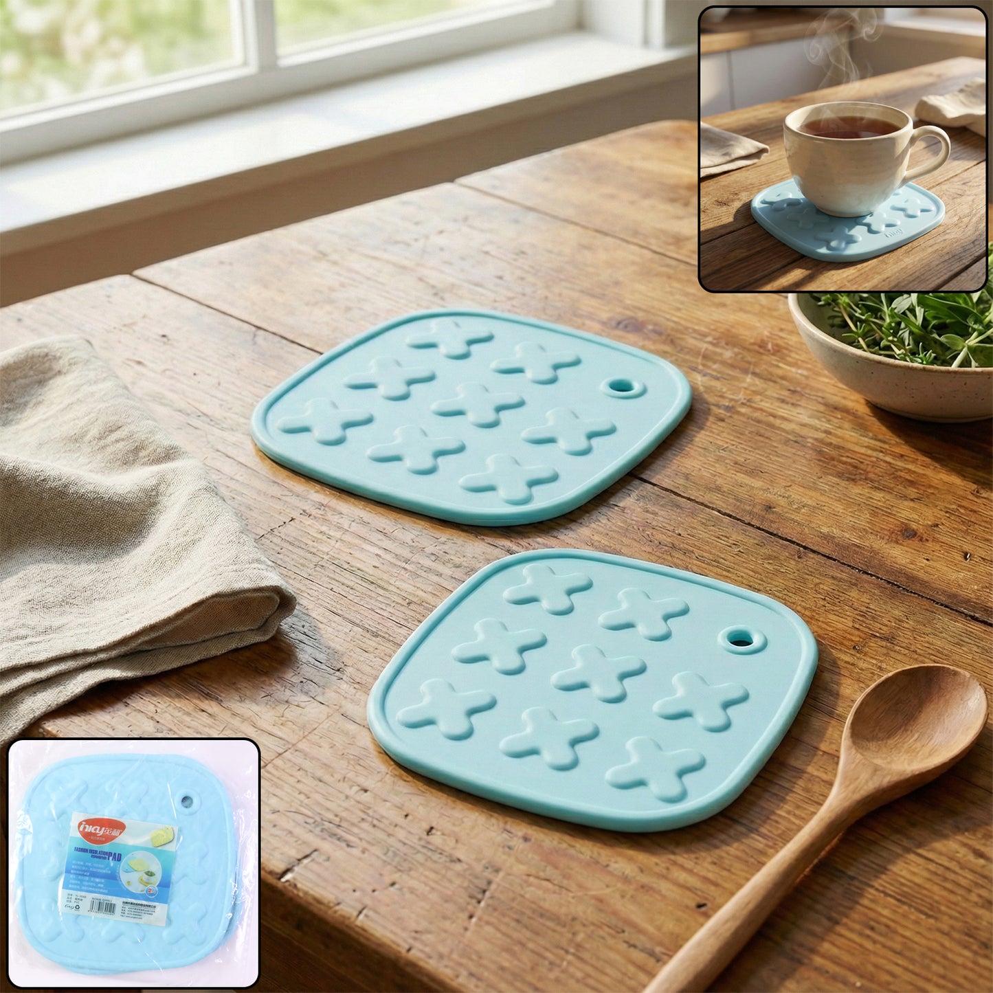 Heat Resistant Multipurpose Cup Coaster  Hot Pot Pad Set (2 Pc)