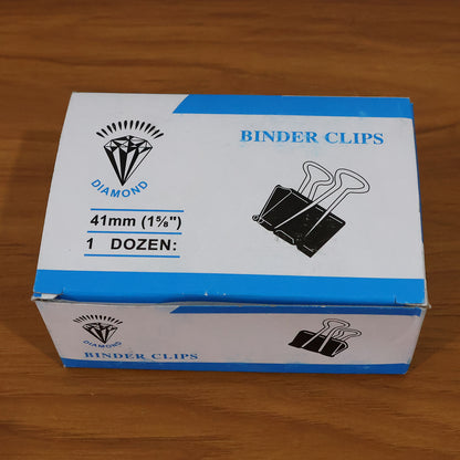 Medium Size Heavy-duty Black Binder Clips Set (32 Mm 12 Pc)