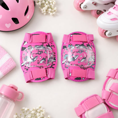 Pair of Wukusy adjustable kids elbow protection pads for cycling, skating, and scooter play, showing padded knee and elbow areas.