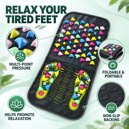 Wukusy acupressure foot massage mat with raised nodes and foot guide, 70 x 34cm