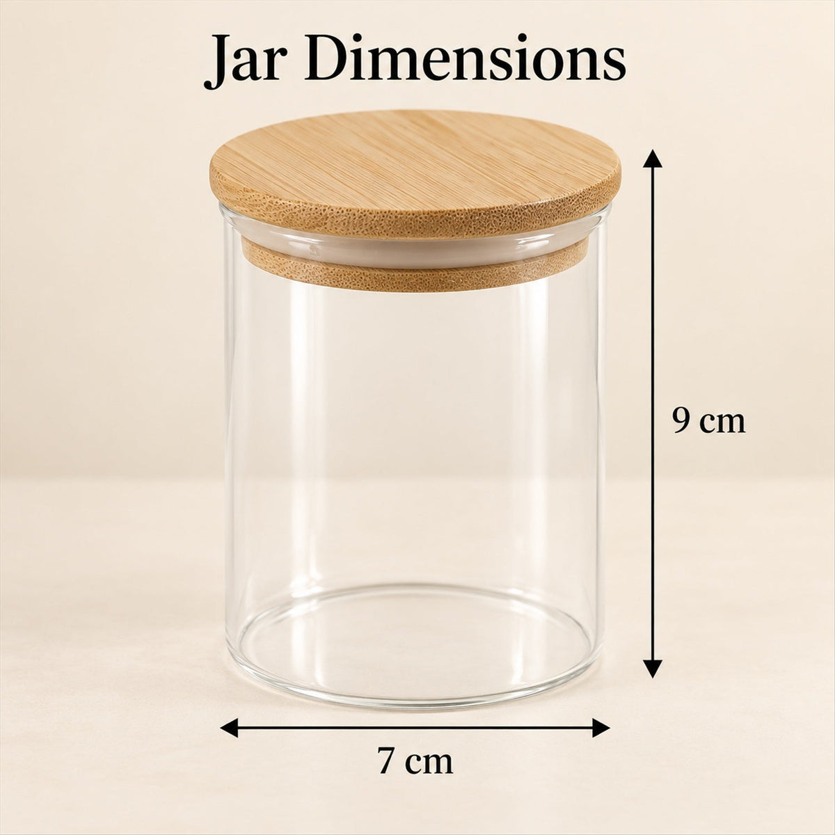 Set of three Wukusy glass storage jars with bamboo lids, ideal for kitchen dry fruits and pantry organization.