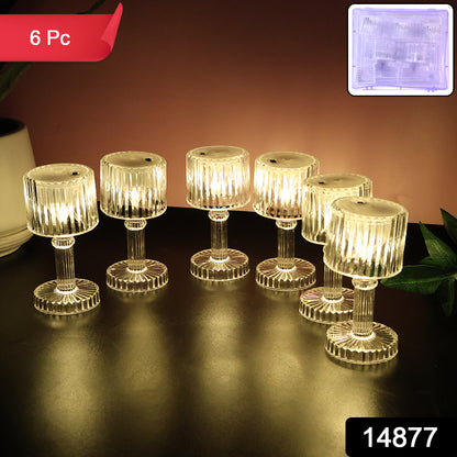 Set of 6 Wukusy LED crystal-effect table lamps for home decor, featuring elegant design with sparkling crystal-like accents.