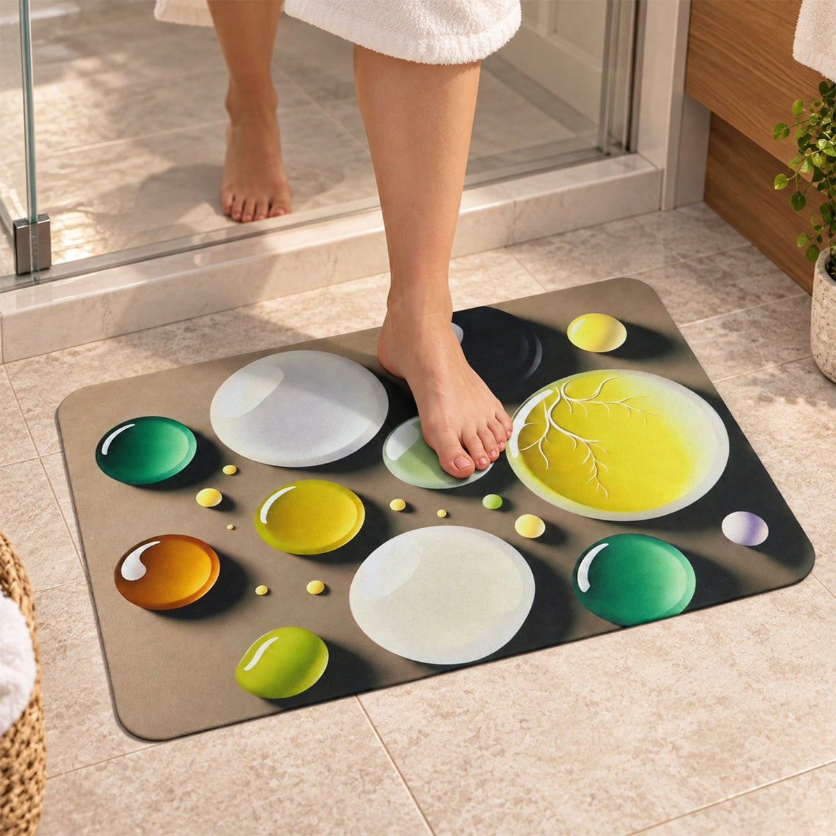 Wukusy bubble print decorative floor mat for indoor home entrances, 57 x 38 cm, rectangular design