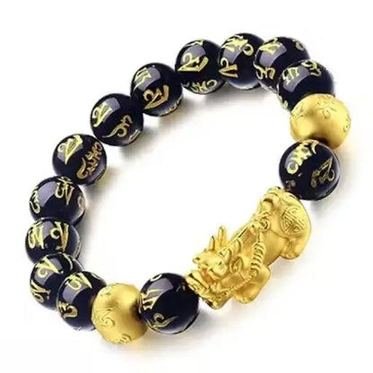 Black and Golden Lucky Bracelet with Pixiu
