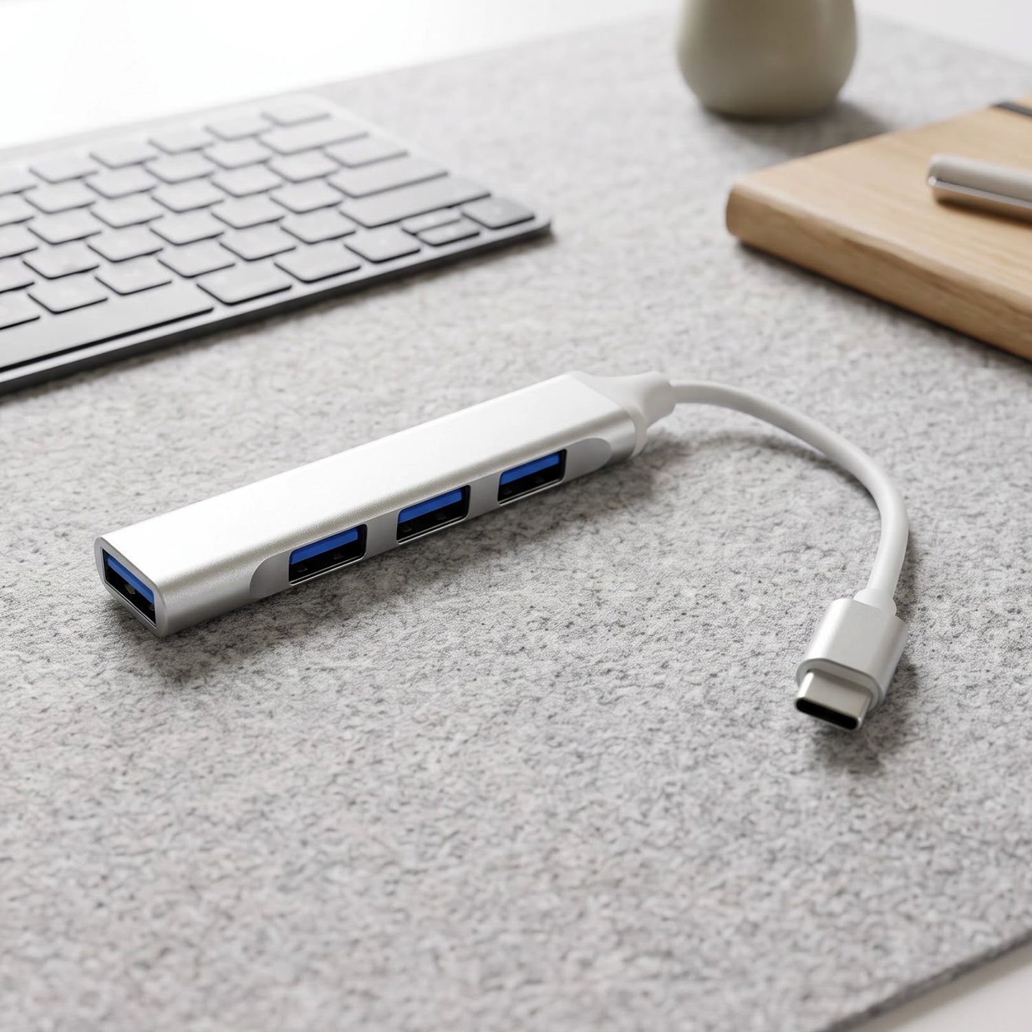 Type C To Four Port Usb Hub Multi Interface Adapter For Laptop And Phone (1 Pc)