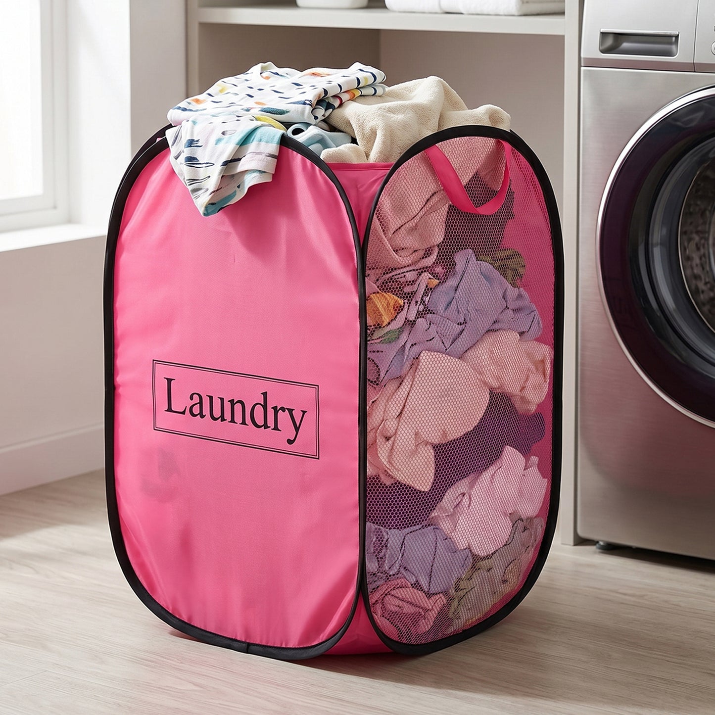 Foldable Laundry Basket Fabric Mesh Clothes Hamper Storage Bag (1 Pc60x36cm)