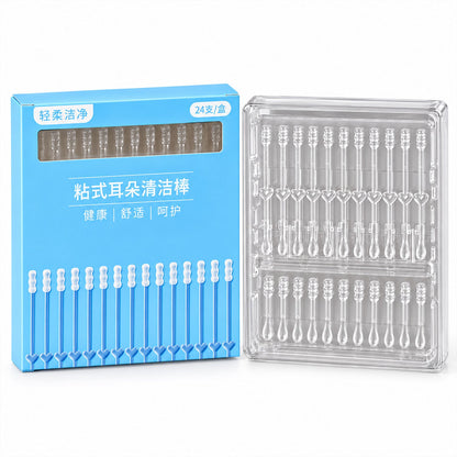 Silicone Ear Cleaning Kit With Dual End Sticks And Storage Holder (24 Pc)