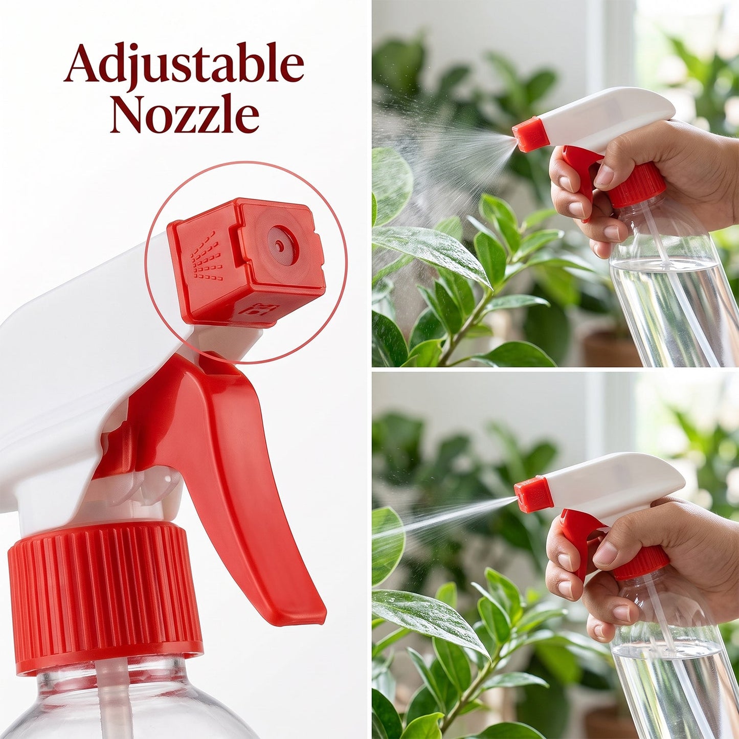 Spray Nozzle Trigger Head Red Replacement Sprayer For Bottles (1 Pc)