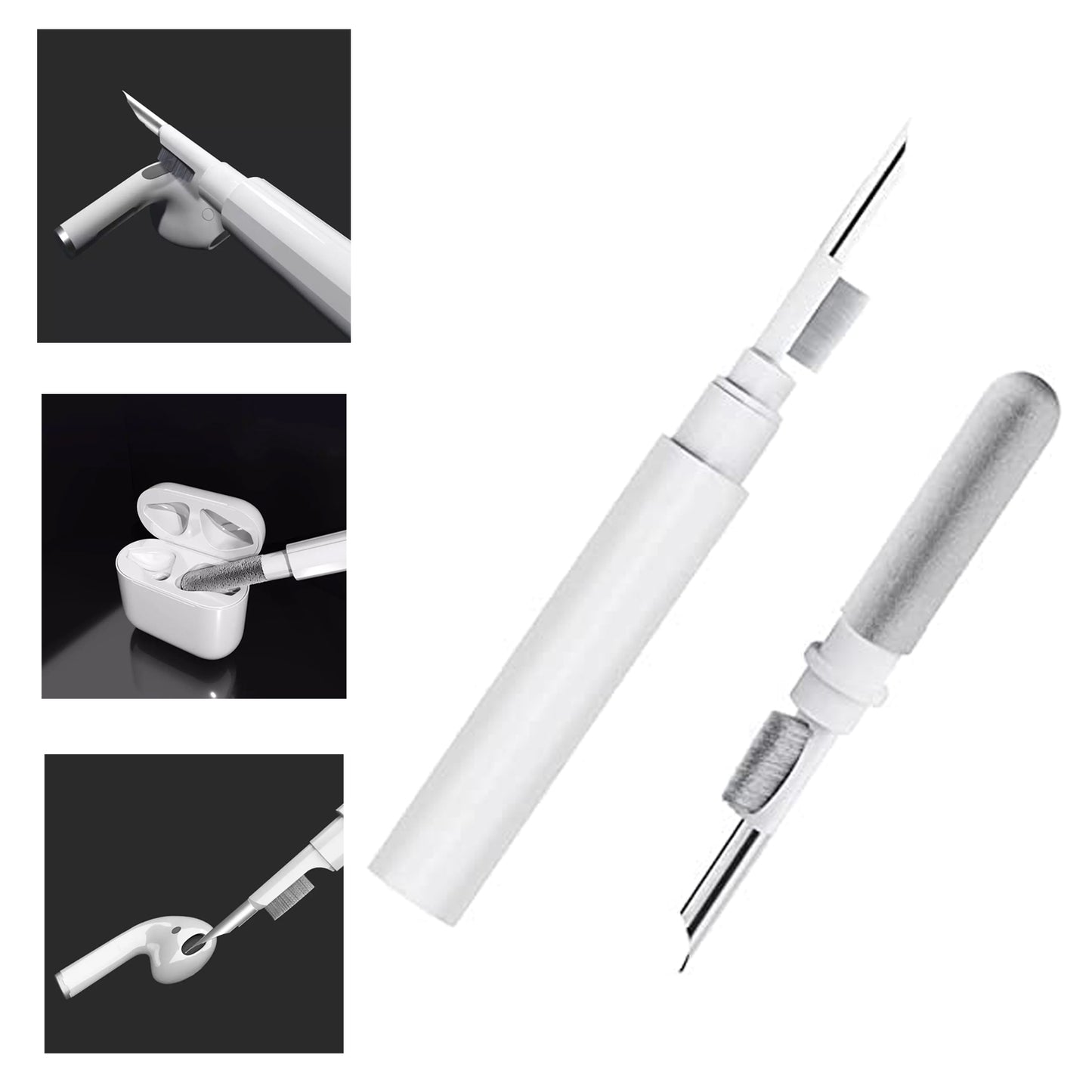Wukusy 6188 3-in-1 earbuds cleaning pen for earbud and earphone cleaning, compact mobile accessory tool with precise tips.