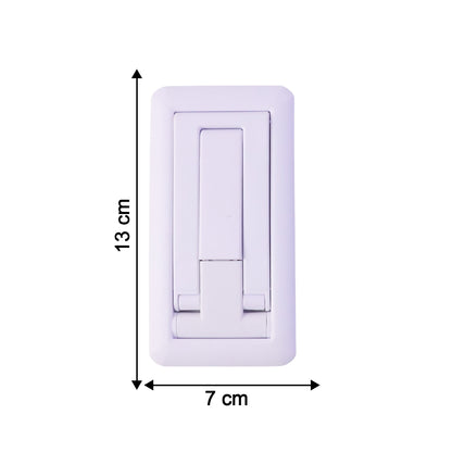 Wukusy foldable plastic mobile phone holder stand on a desk, adjustable angle for office use, compact and portable design