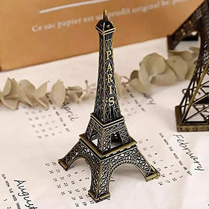 Antique finish 3D metal Eiffel Tower sculpture by Wukusy, detailed replica of Paris landmark for decor or gift display.