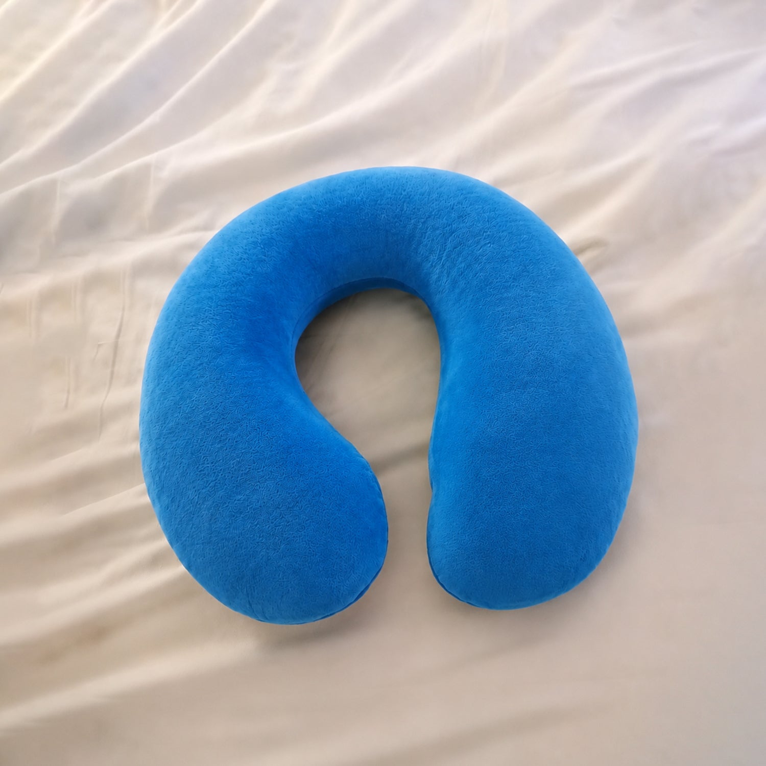 U Shaped Soft Neck Pillow Blue Travel Pillow Head Neck Support (1 Pc)