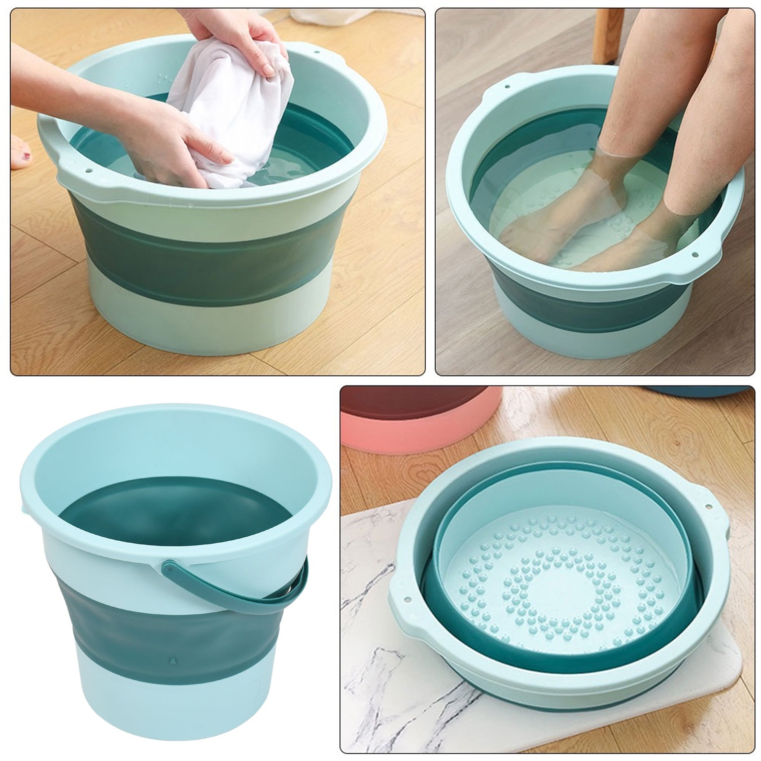 4009 Water Bucket Folding High Capacity Foldable Hanging With Handle Storage Water Space-saving Great Load Bearing Laundry Basket Bathroom Products
