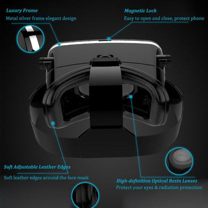 Wukusy 1447 VR Pro virtual reality 3D glasses headset with adjustable straps and immersive lens display.