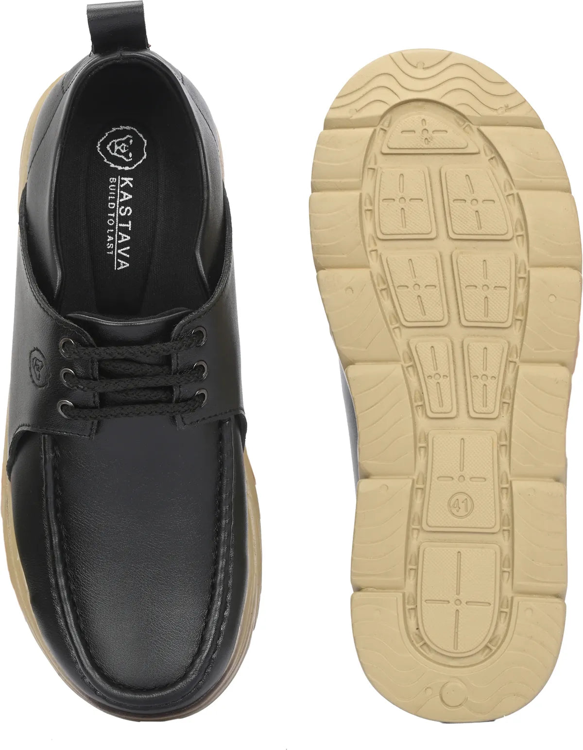 KASTAVA Casual Shoes Black Lace Up Sneakers For Men (Black): Size-10