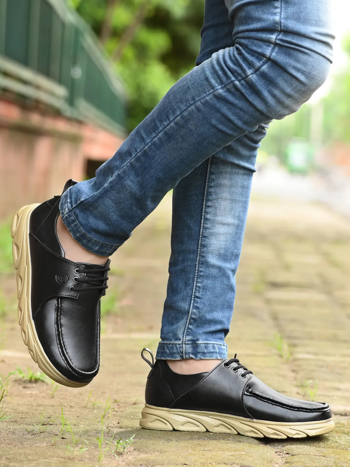 KASTAVA Casual Shoes Black Lace Up Sneakers For Men (Black): Size-10