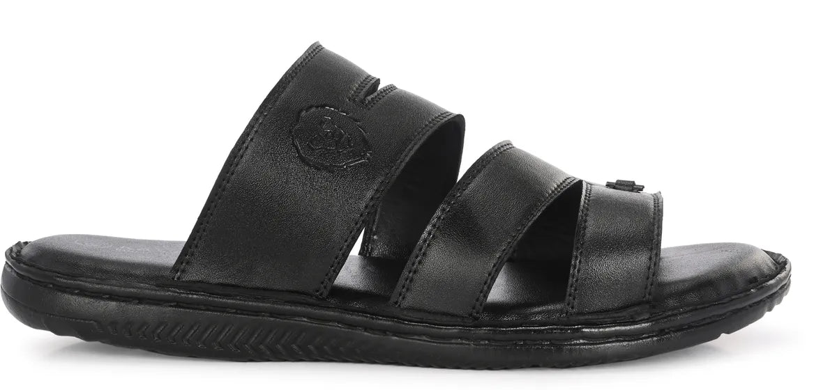 Black Synthetic Cushioned Comfortable Men Sandals: Size-10