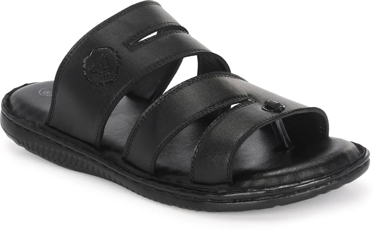 Black Synthetic Cushioned Comfortable Men Sandals: Size-10