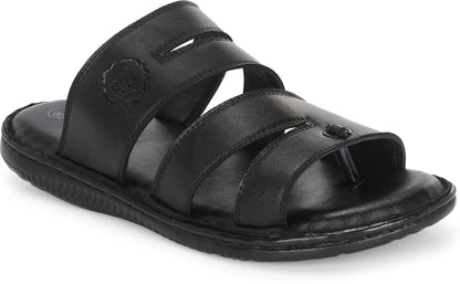 Black Synthetic Cushioned Comfortable Men Sandals: Size-10
