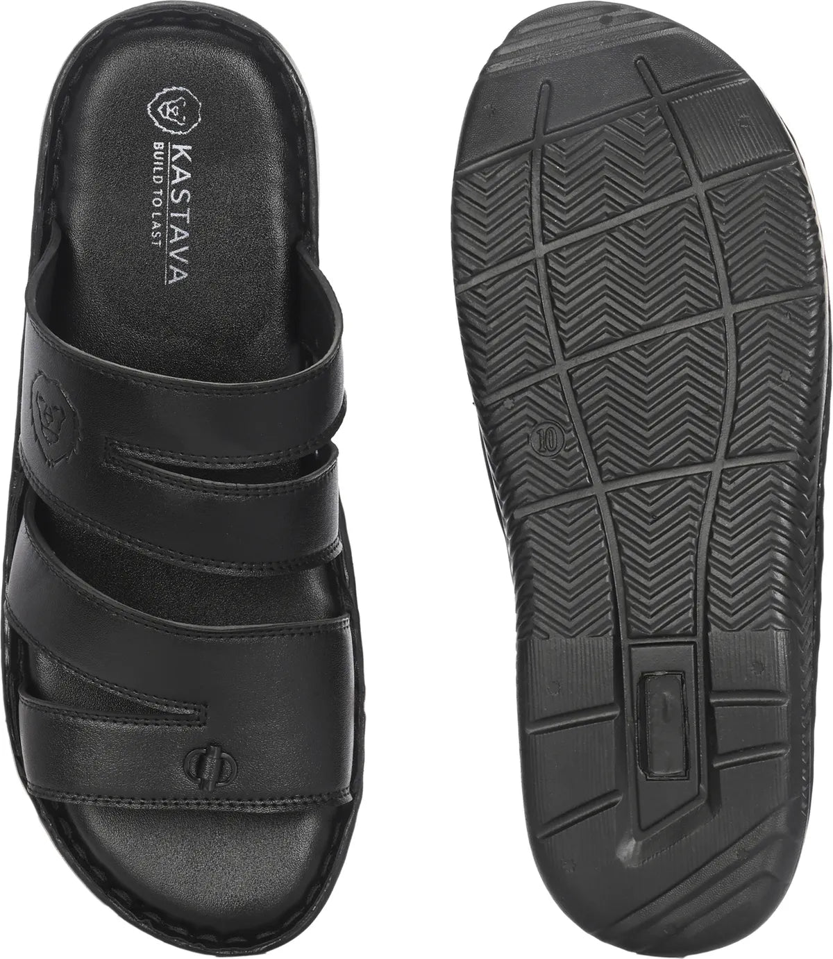 Black Synthetic Cushioned Comfortable Men Sandals: Size-10