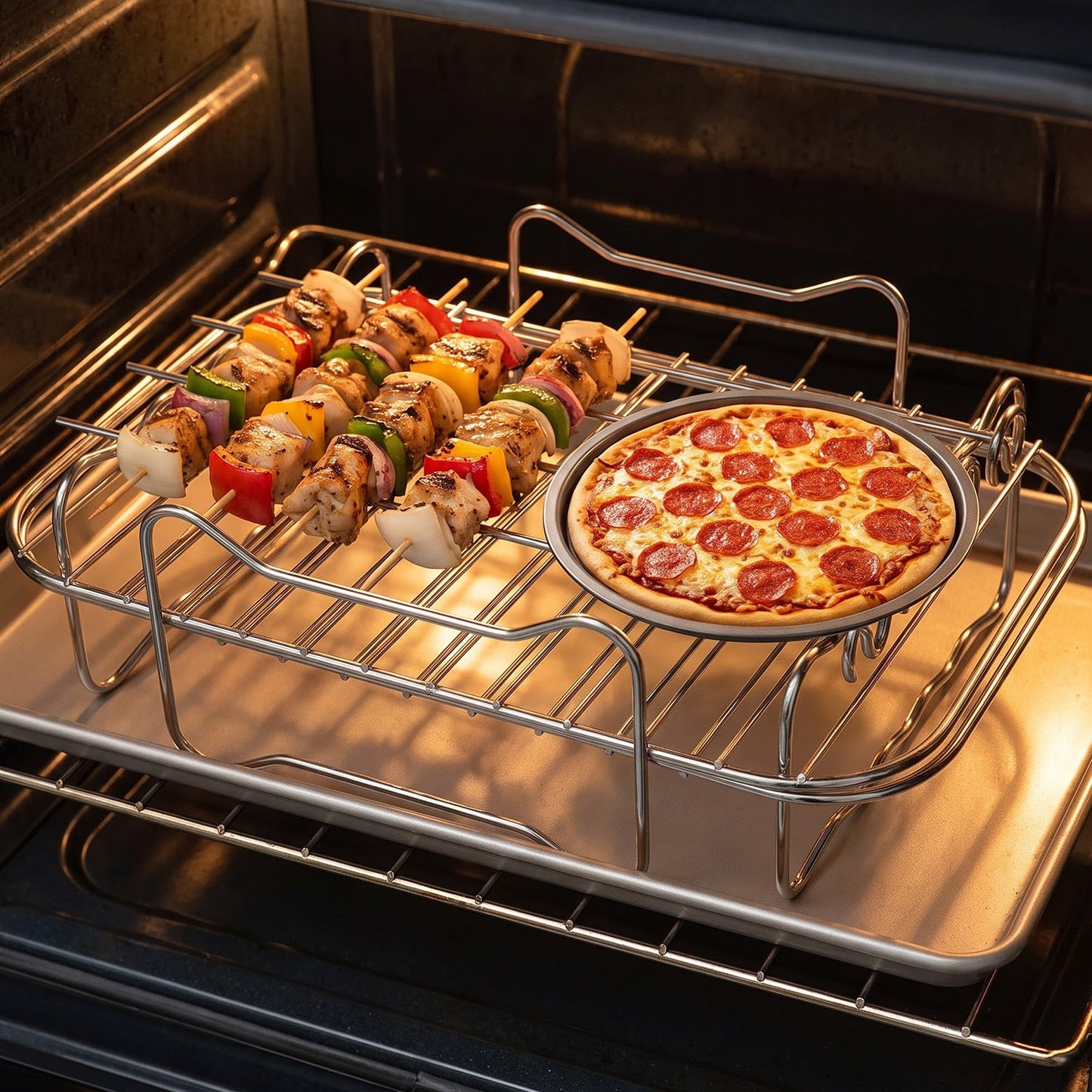 Complete Air Fryer Accessories Combo With Racks Pans Tongs And Skewers (1 Set)