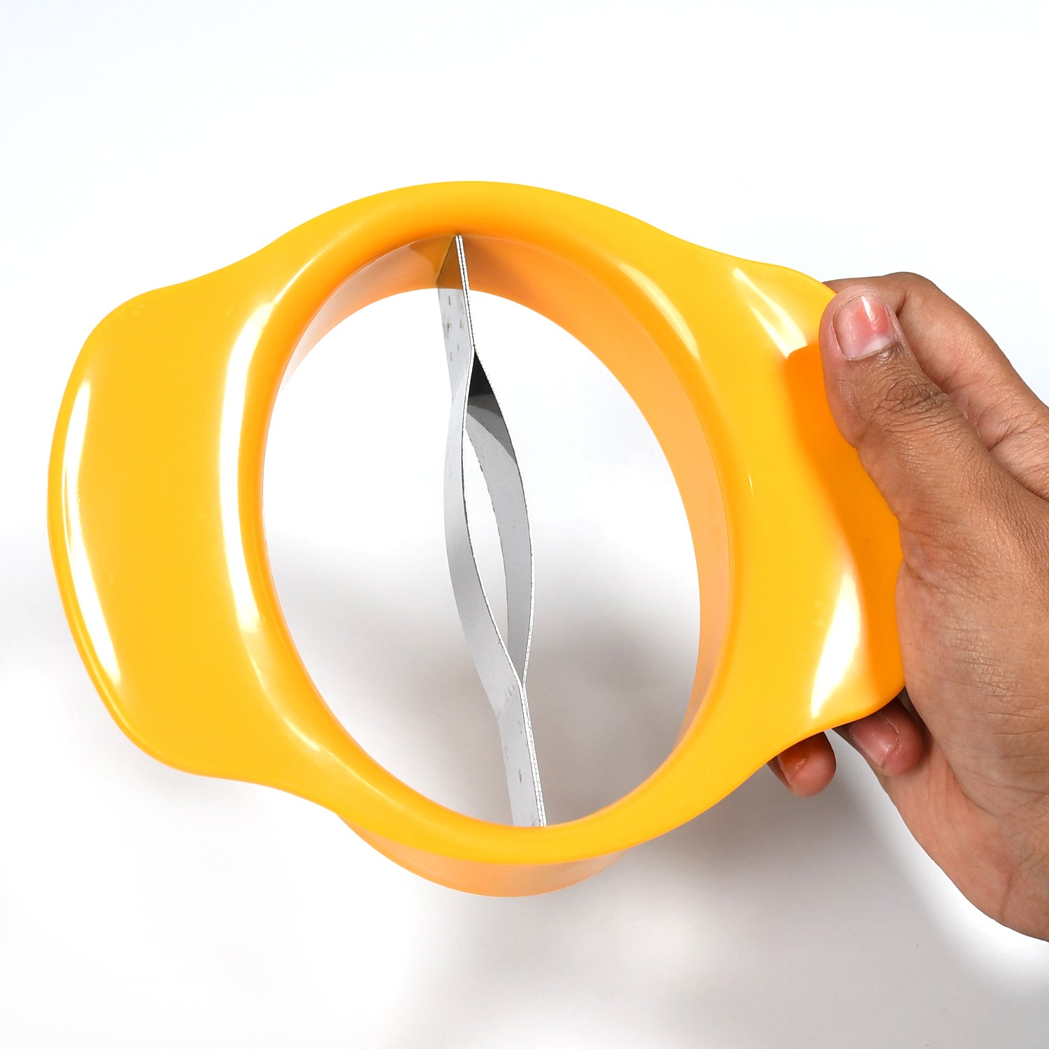 Wukusy Mango Cutter and Slicer Tool with stainless steel blade for easy mango peeling, chopping, and slicing in the kitchen.