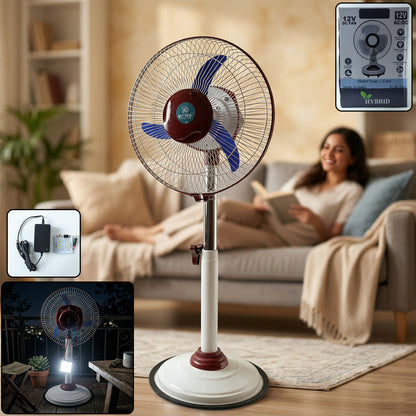 Omega 12v Rechargeable Pedestal Fan With Led Light (1 Pc)