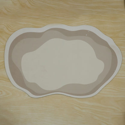 Wukusy decorative wavy-shaped bathroom floor mat, indoor use, 60x38 cm, featuring a stylish, textured design in neutral colors.