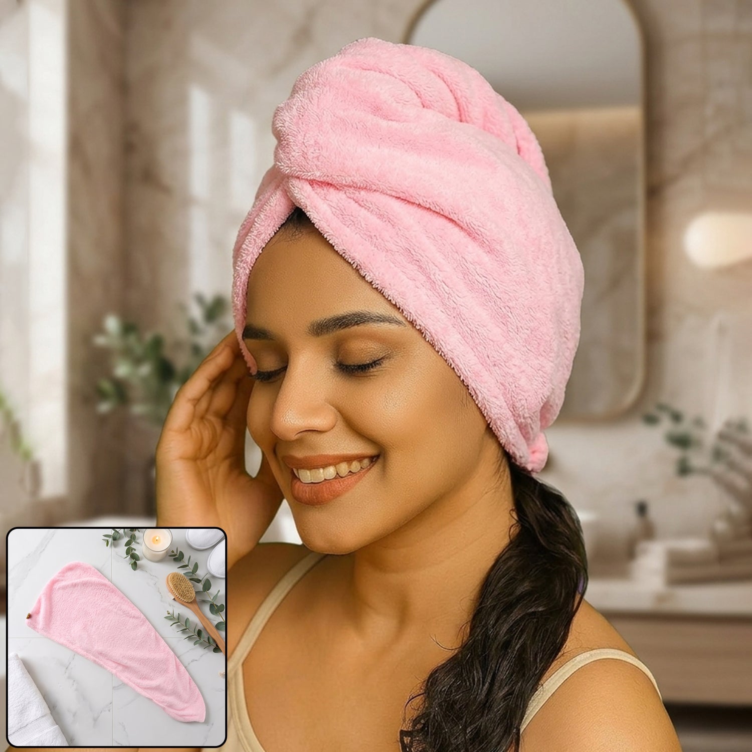 Microfiber Hair Wrap Towel Cap For Women Quick Dry Turban For Bath And Shower