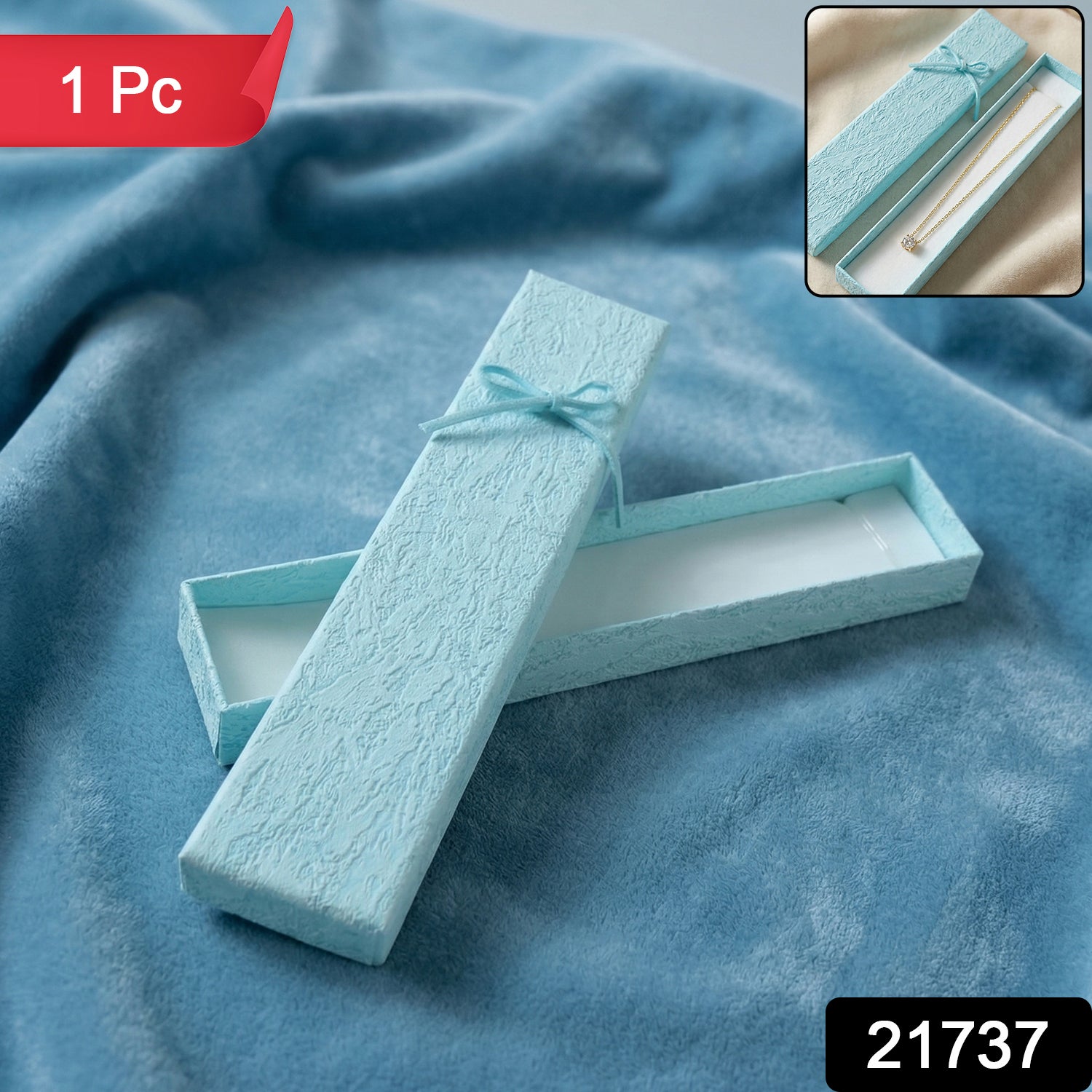 Premium Long Rectangular Jewelry Gift Box With Elegant Ribbon (1 Pc)