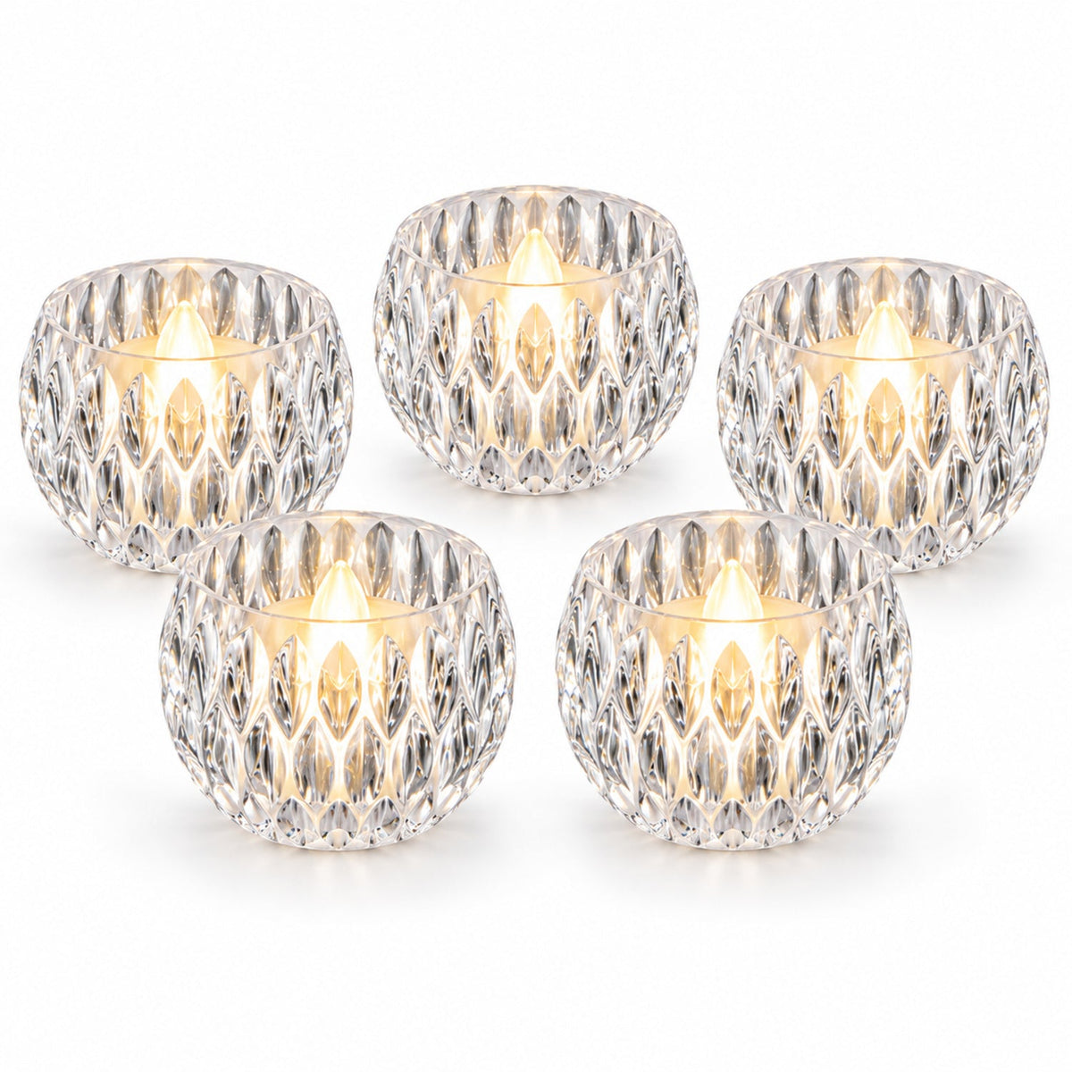 Wukusy crystal style LED decorative candles, 5-piece set for festive tabletop decor