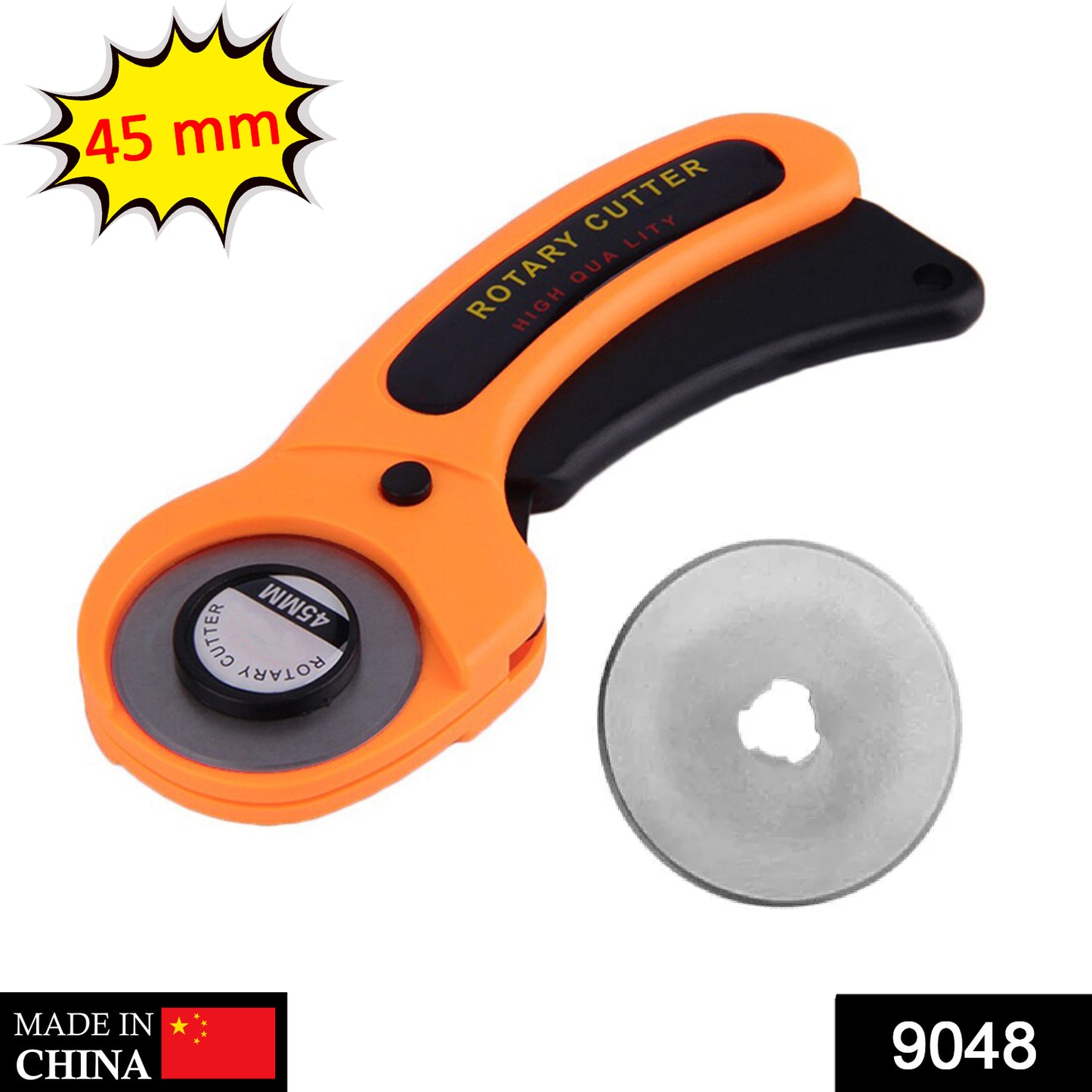 Wukusy 9048 manual sewing roller cutter rotary blade for fabric and material cutting, hardware sewing tool with sharp blade