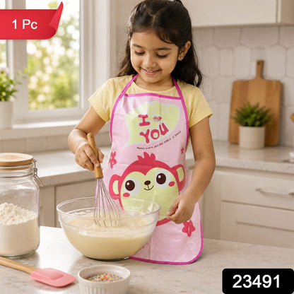 Waterproof Kids Kitchen Apron With Cute Cartoon Print And Adjustable Ties (1 Pc)