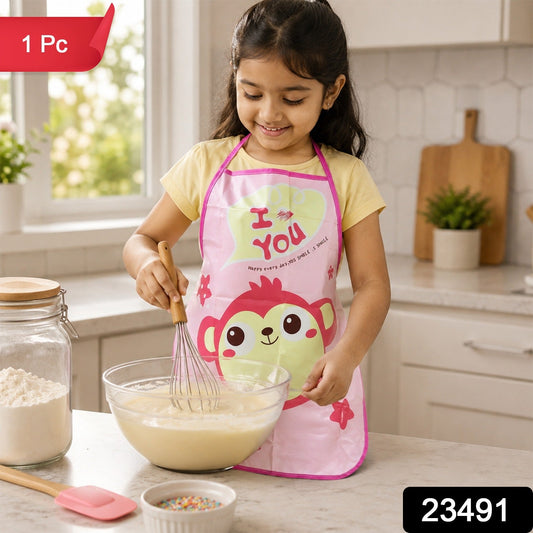 Waterproof Kids Kitchen Apron With Cute Cartoon Print And Adjustable Ties (1 Pc)