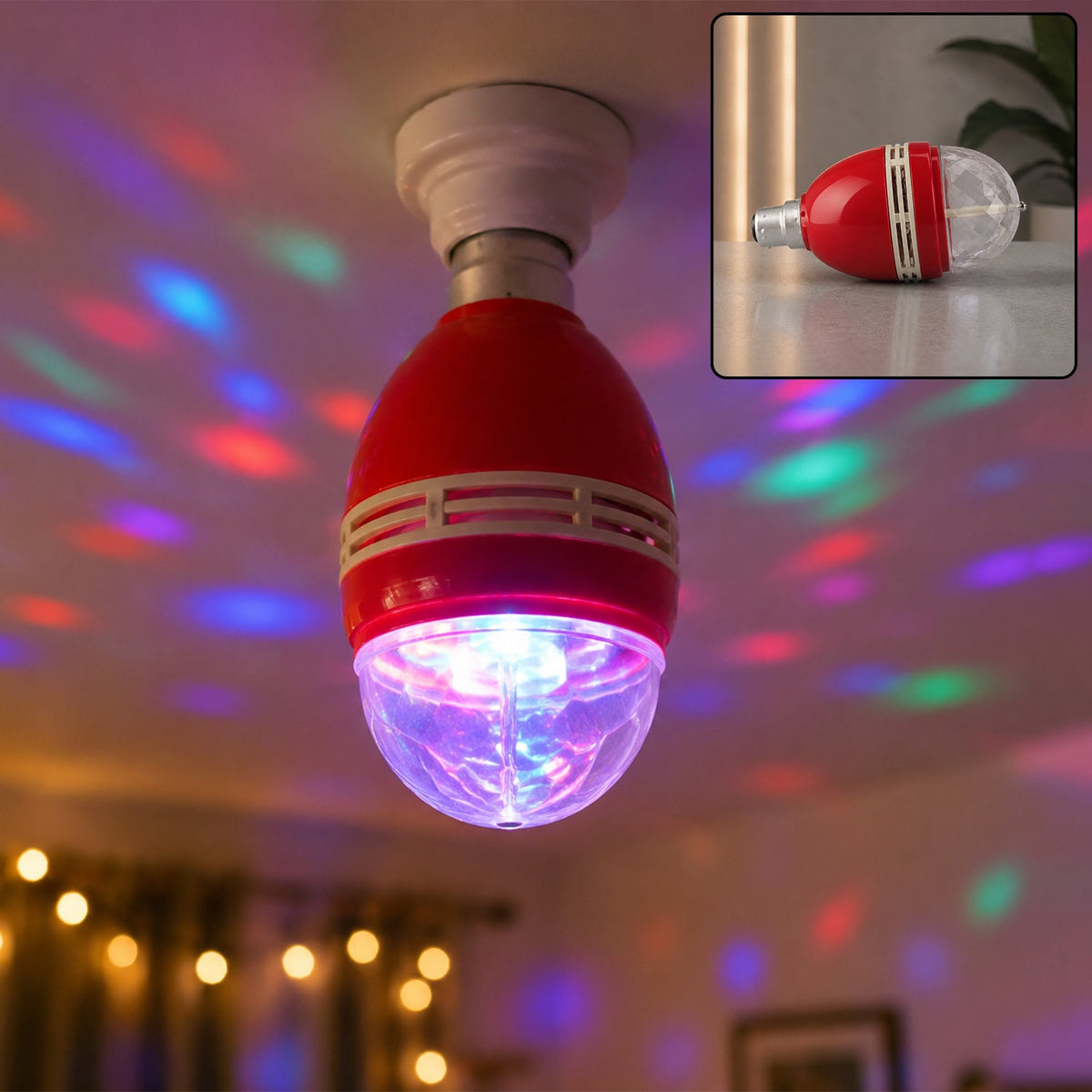 Multicolour Rotating Led Disco Light Bulb For Party Festival And Events (1 Pc)
