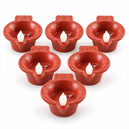 Set of 6 Wukusy flameless LED diyas with water sensors, perfect for Diwali and Pooja decoration, showcasing glowing LED lights.